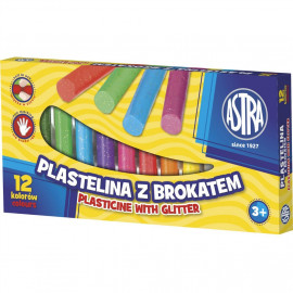 Asta Plastelina z brokatem 12 kolorów 