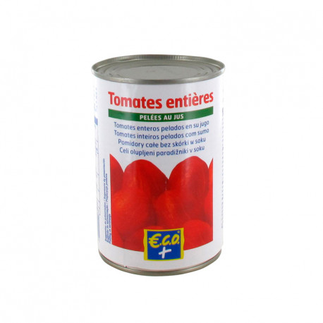Pomidory całe bez skórki, w soku pomidorowym. Produkt pasteryzowany.