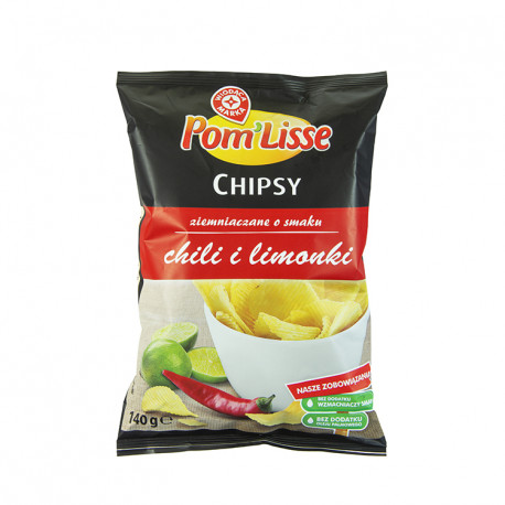 Chipsy ziemniaczane ryflowane o smaku chili i limonki