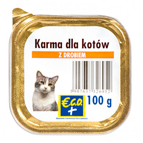 Pełnoporcjowa karma dla dorosłych kotów z drobiem. Produkt sterylizowany.