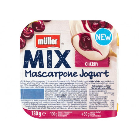 Müller Mix Jogurt z serkiem mascarpone i wsadem wiśniowym 130 g