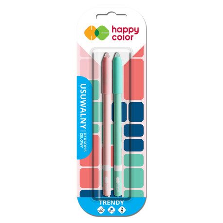Happy Color Tredny Usuwalny długopis żelowy niebieski 2szt.