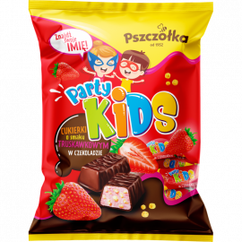 Pszczółka Party Kids -Cukierki o smaku truskawkowym z chrupkami ryżowymi w czekoladzie 1kg1 kg