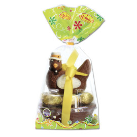 ROHAN Kura na czekoladowych jajach - figurka z mlecznej czekolady dekorowana 200g
