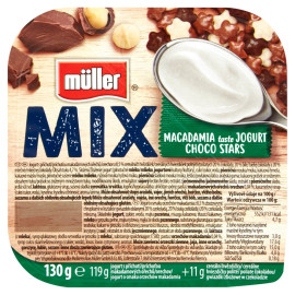 Müller Mix Jogurt o smaku orzechów makadamia z zbożowymi chrupkami w kształcie gwiazdek 130 g