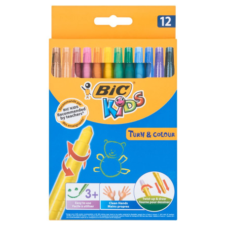 Bic Kids Turn and Colour Kredki świecowe wysuwane 12 kolorów