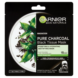 Garnier Skin Naturals Pure Charcoal Oczyszczająca maska na tkaninie z węglem 28 g