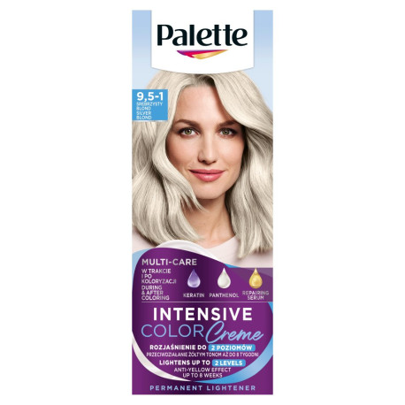 Palette Intensive Color Creme Farba do włosów w kremie rozjaśniacz 9.5-1 (C9) srebrzysty blond