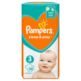 Pampers Sleep&Play, Rozmiar 3, 58 Pieluszek, 6–10kg