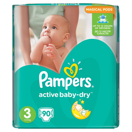 Pampers Active Baby-Dry rozmiar 3 (Midi), 90 pieluszek