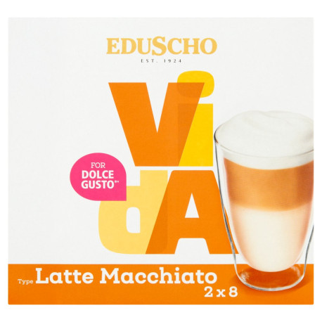 Eduscho Vida Latte Macchiato Kawa mielona w kapsułkach (8 x 7 g) i mleko w kapsułkach (8 x 15 g)