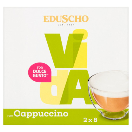 Eduscho Vida Cappuccino Kawa mielona w kapsułkach (8 x 7 g) i mleko w kapsułkach (8 x 16 g)