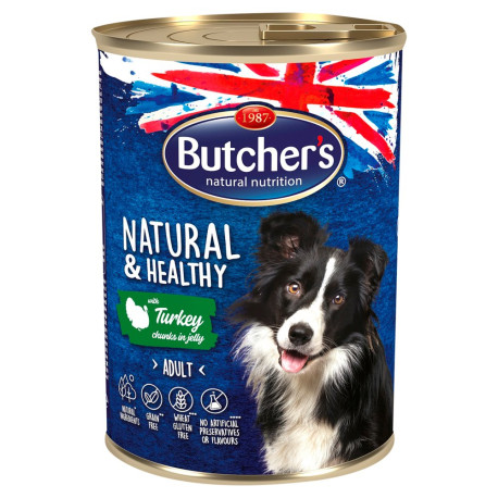 Butcher\'s Natural & Healthy Karma dla dorosłych psów kawałki w galaretce z indykiem 400 g