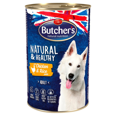 Butcher\'s Natural & Healthy Karma dla dorosłych psów pasztet z kurczakiem i ryżem 1200 g