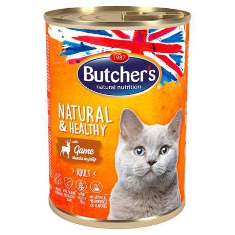 Butcher\'s Natural&Healthy Karma dla dorosłych kotów kawałki w galaretce z dziczyzną 400 g
