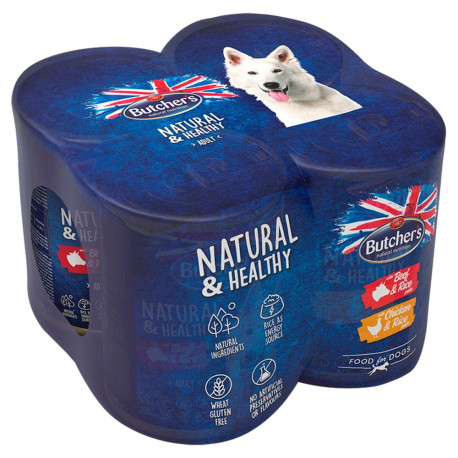 Butcher's Natural & Healthy Karma dla dorosłych psów pasztet 4 x 390 g