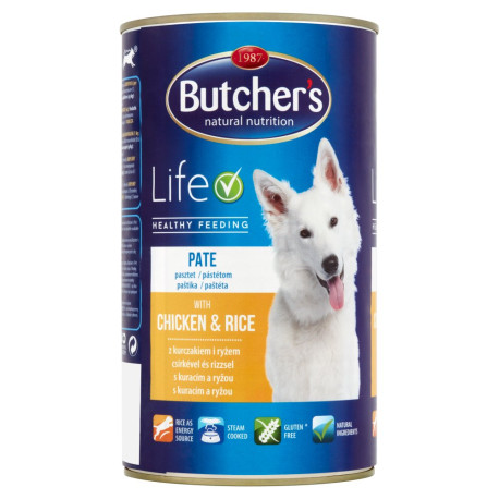 Butcher\'s Life Karma dla dorosłych psów pasztet z kurczakiem i ryżem 1200 g