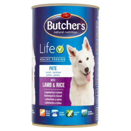 Butcher\'s Life Karma dla dorosłych psów pasztet z jagnięciną i ryżem 1200 g