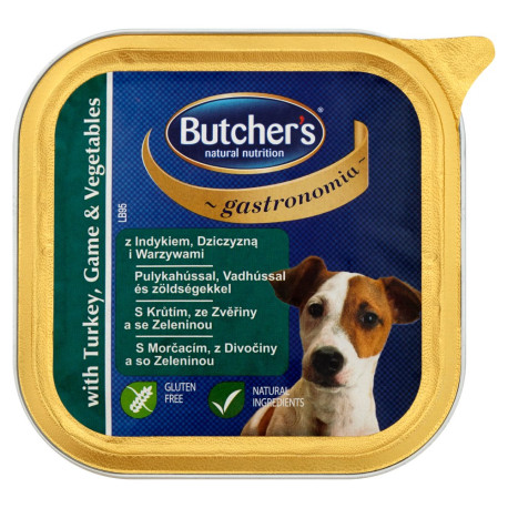 Butcher's Gastronomia Karma dla dorosłych psów z indykiem dziczyzną i warzywami 150 g