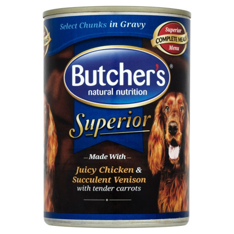 Butcher\'s Superior Karma dla dorosłych psów kawałki w sosie z kurczakiem jeleniem i marchewką 400 g