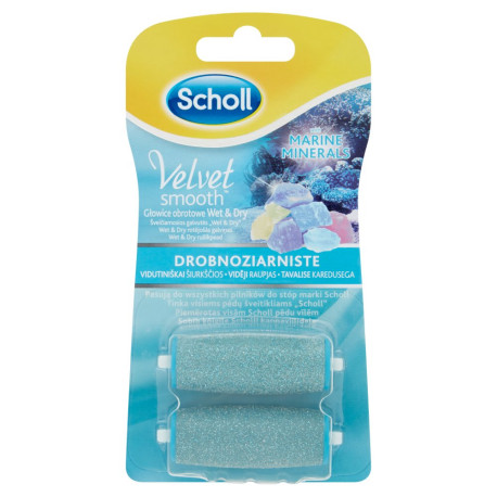 Scholl Velvet Smooth Wet&Dry Drobnoziarniste głowice obrotowe z minerałami morskimi 2 sztuki