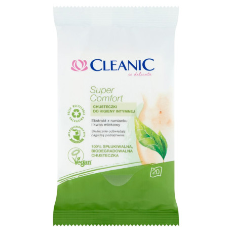 Cleanic Super Comfort Chusteczki do higieny intymnej 20 sztuk