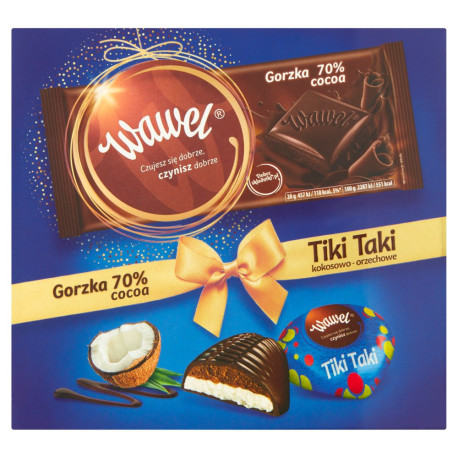 Wawel Tiki Taki kokosowo-orzechowe Czekolada i czekolada gorzka 70% cocoa 450 g (350 g +100 g)