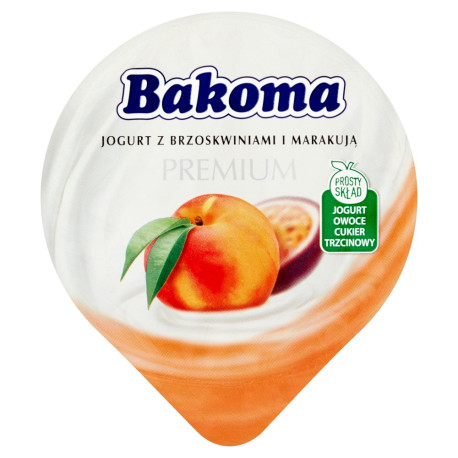 Bakoma Premium Jogurt z brzoskwiniami i marakują 140 g