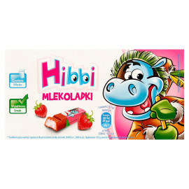 Hibbi Mlekoladki Batoniki mleczne z nadzieniem o smaku jogurtowo-truskawkowym 100 g (8 sztuk)