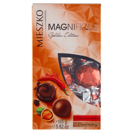 Mieszko Magnifique Praliny w mlecznej czekoladzie pikantna czekolada orzech laskowy 165 g