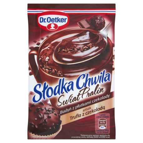 Dr. Oetker Słodka Chwila Świat Pralin Budyń z płatkami czekolady smak trufla z czekoladą 45 g