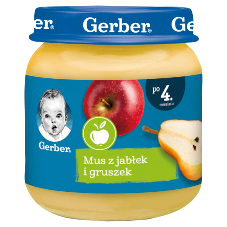 Gerber Mus z jabłek i gruszek dla niemowląt po 4. miesiącu 125 g
