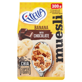 Fitella Musli chrupkie bananowe z kawałkami czekolady i nasionami chia 300 g