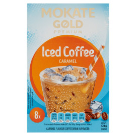 Mokate Gold Premium Iced Coffee Napój kawowy w proszku o smaku karmelowym 120 g (8 x 15 g)