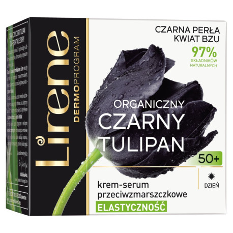 Lirene Organiczny czarny tulipan 50+ Krem-serum przeciwzmarszczkowe na dzień 50 ml