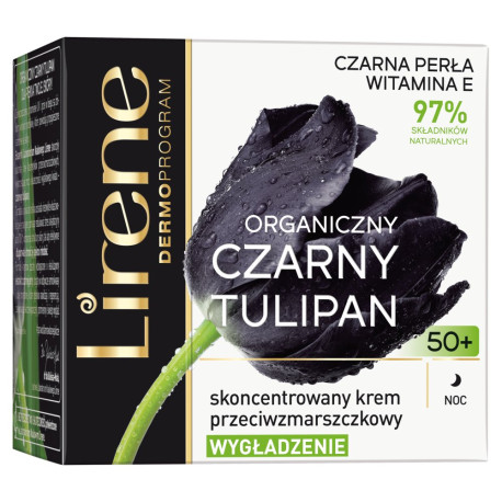 Lirene Organiczny czarny tulipan 50+ Skoncentrowany krem przeciwzmarszczkowy na noc 50 ml