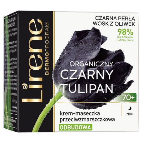 Lirene Organiczny czarny tulipan 70+ Krem-maseczka przeciwzmarszczkowa na noc 50 ml