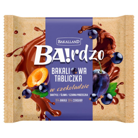 Bakalland Ba!rdzo Bakaliowa tabliczka w czekoladzie daktyle śliwki czarna porzeczka 65 g