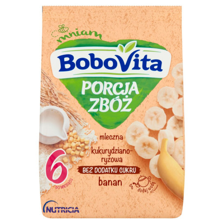 BoboVita Porcja Zbóż Kaszka mleczna kukurydziano-ryżowa banan po 6 miesiącu 210 g