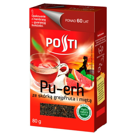 Posti Pu-erh ze skórką grejpfruta i miętą Herbata czerwona liściasta 80 g