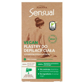 Joanna Sensual Vegan Plastry do depilacji ciała 12 sztuk i Tubka z oliwką łagodzącą 10 ml