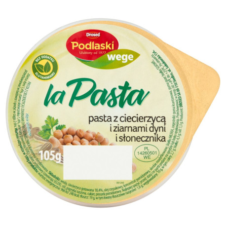 Drosed Podlaski wege la Pasta Pasta z ciecierzycą i ziarnami dyni i słonecznika 105 g