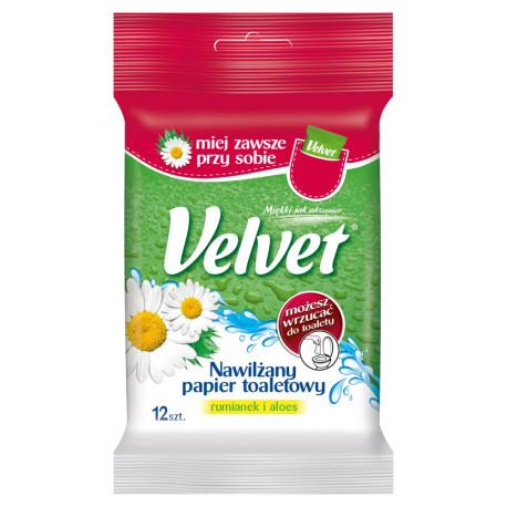 Velvet Nawilżany papier toaletowy rumianek i aloes 12 sztuk