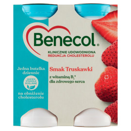 Benecol Napój jogurtowy z dodatkiem stanoli roślinnych smak truskawki 270 g (4 x 67,5 g)
