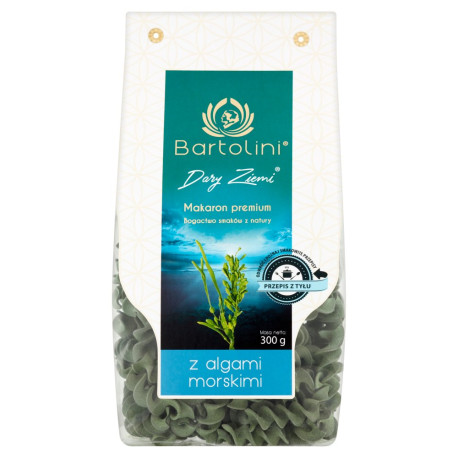 Bartolini Dary Ziemi Makaron Premium z algami morskimi świderek nr 3 300 g