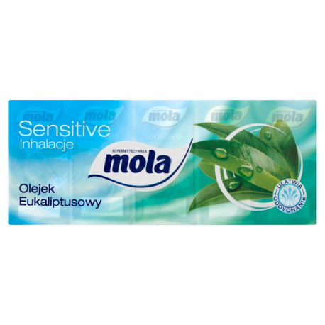 Mola Sensitive Chusteczki higieniczne 3 warstwowe Inhalacje Olejek eukaliptusowy 10 x 10 sztuk