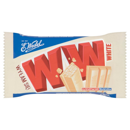 E. Wedel WW Cztery wafelki przekładane nadzieniem o smaku śmietankowym w białej czekoladzie 47 g