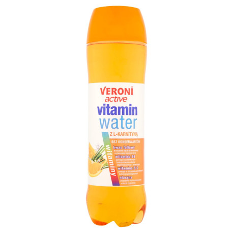 Veroni Active Vitamin Water z L-karnityną Napój niegazowany o smaku pomarańczowym 700 ml