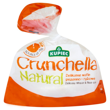 Kupiec Crunchella Natural Delikatne wafle pszenno-ryżowe 56 g