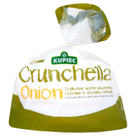 Kupiec Crunchella Onion Delikatne wafle pszenno-ryżowe o smaku cebulki 56 g